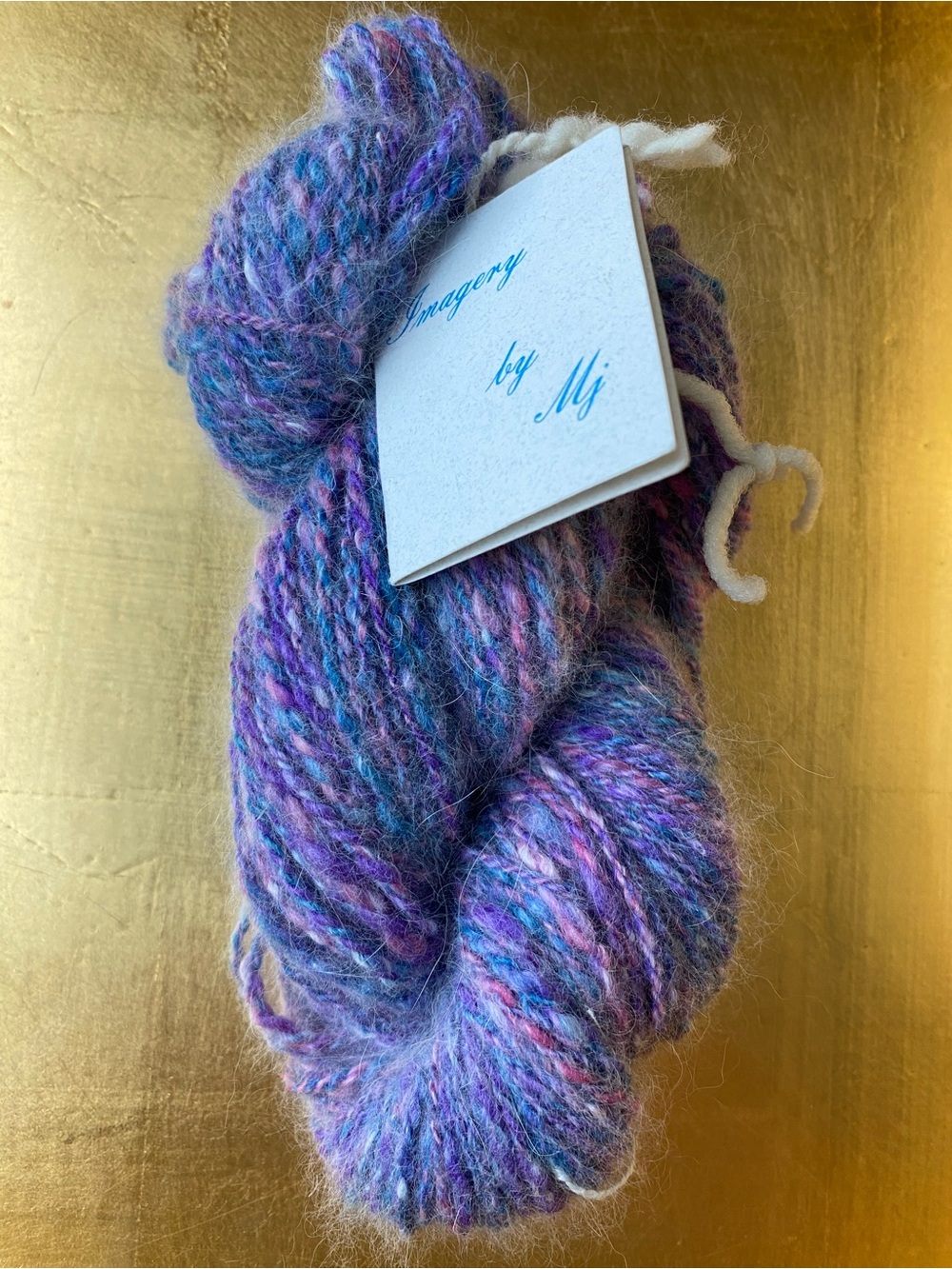 Hand spun, hand dyed yarn. Fine Wool & Angora. Worsted Wt.